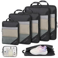 Compression Packing Cubes for Travel (Mesh/Black / 7 Set)