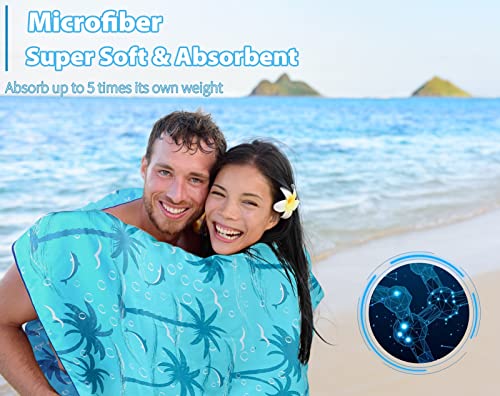 Microfiber Beach Towel with Bag Oversized 71x32 Sand Free 4 Pack (4 Pack Blue Mandala and Birds / 71"x32")