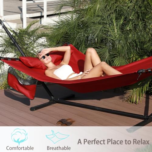 12FT 2 Person Hammock with Stand V (Red)