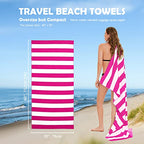 Microfiber Beach Towel Sand (O-rose Red Stripes / Large(60x30"))
