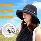 Women Summer Wide Brim Sun Hat Bucket Fishing Hats UV Protection (One Size / B2-fyu001-black)