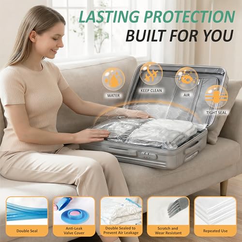 Travel Vacuum Storage Bags with Rechargeable Cordless USB Pump (Combo)