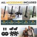 100% Carbon Fiber Trekking Poles by USA Brand (EVA Foam - 3K Black)