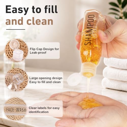 Travel Bottles for Toiletries 5 PCS 3.4oz Plastic Bottles with Clear Bag (Clear with bag)