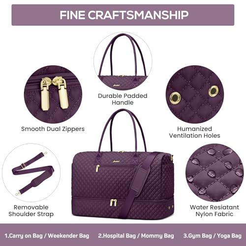 Travel Weekender Duffle Bags for Women (6-Dark Purple / X-Large)
