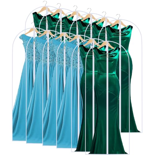 Garment Bags for Hanging Clothes 24" x 60" Coat Covers for Closet Foldable Washable Dress Bags for Hanging Clothes for Long Dress Dance Costumes Suits Gowns Coats (White / 24''X60'')