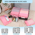 Compression Packing Cubes for Travel (Mesh/Pink / 7 Set)