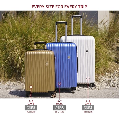 7272 Energie Hardside Expandable Luggage with Spinner Wheels (3-Piece Set (19/24/27) / Silver)