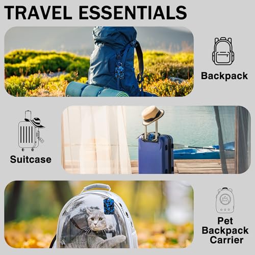 2 Pack Luggage Tags for Suitcases Blue Butterfly Leather Luggage Tags Privacy Cover ID Label with Stainless Steel Loop and Address Card for Women Men Travel Bag Backpack (Blue Butterfly)