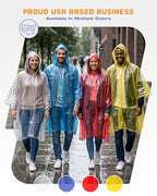 Disposable Rain Ponchos for Adults (One Size / Dark Blue (5 Pack))