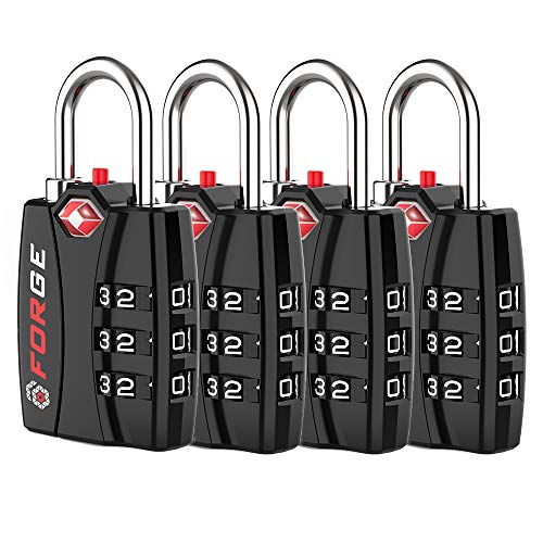 Open Alert TSA Approved Luggage Locks (Black 4PK)