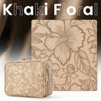 Makeup Bag with LED Lighted Mirror 12.2 IN Cosmetic Train Case Double Layer (12.2 Inch Khaki Floral / 0-Double Layer)