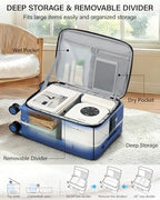 20 Inch Top Opening Carry On Luggage with Cup Holder and USB Ports (Interstellar Blue / 20 Inch Pro)