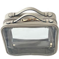 Clear Makeup Bag Toiletry Bag for Women Cosmetic Case Large Capacity Travel Make Up Bag Organizer Transparent Storage Compartment TSA Approved (GRAY)