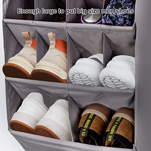 2 Pack Over the Door Shoe Organizers (GREY / 28+ Pairs)