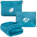 Compact 2-in-1 Travel Blanket Pillow for Airplane Flight, Teal Blue (Teal Blue / 65 x 40 inches)