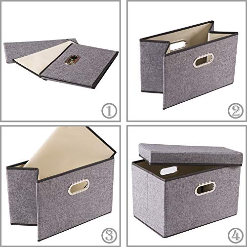Collapsible Storage Containers with Lids [5 (Gray / M(5-Pack))