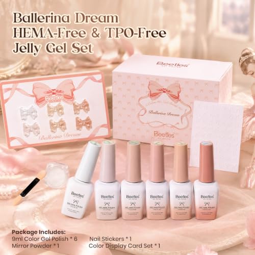 Beetles Nude Jelly Gel Polish Set with Chrome Powder (A - Sheer | Nude | Ballerina Dream)