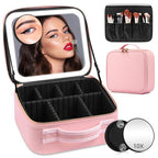 Makeup Case with Mirror and Lights (Pink / Integrated)
