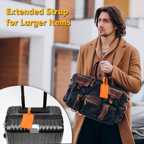 12 Pack Luggage Tags for Suitcases Airplane Travel Essentials (Hot Orange)