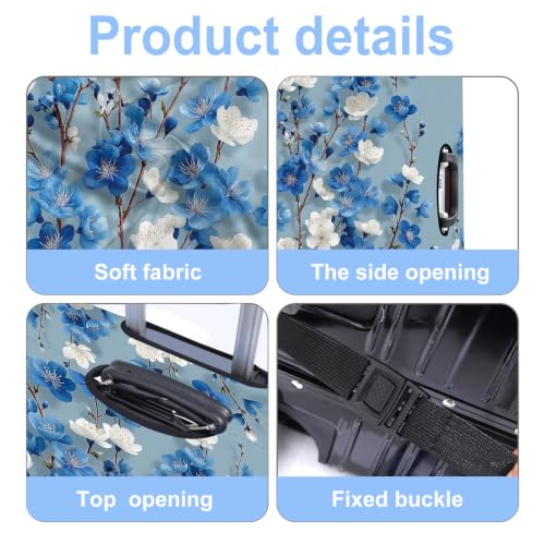 Blue Blossoms Luggage Cover Washable Suitcase Protector Anti (Blue Blossoms / L(28-30inch suitcase))