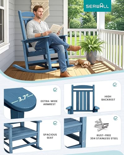 Outdoor Rocking Chair Set of 2 (Block Tone Navy / 2 Packs)