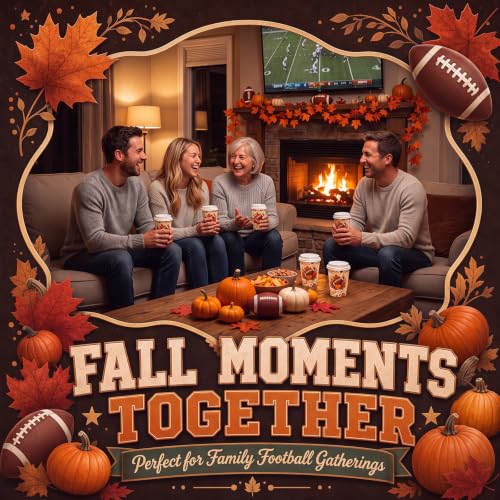 48 Sets 8 oz Fall Football Coffee Cups with Lids and Sleeves (Football)