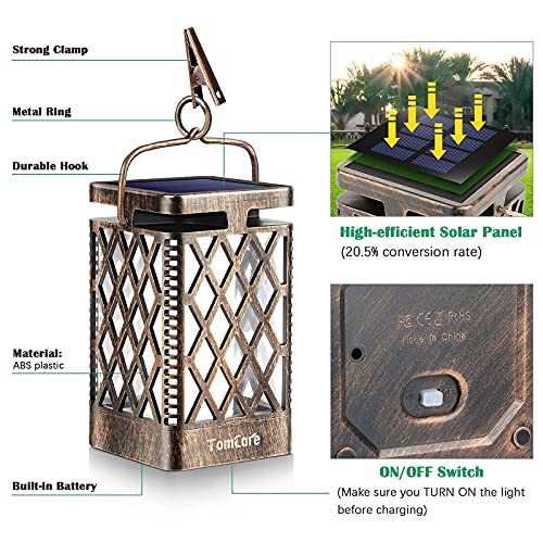 Solar Lanterns Outdoor (Dancing Flame / 2 Pack Bronze)