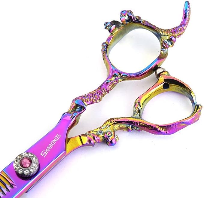 5.5/6 /7 Inch Purple Dragon Knight Professional Japanese Hair Scissors Barber Scissors Set (6 inch 3pc)