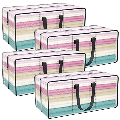 Heavy Duty Extra Large Clear Moving Bags with Strong Zipper Handles (Clear / 4 Pack)