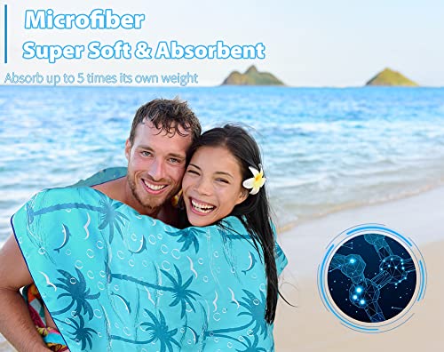 Microfiber Beach Towel with Bag Oversized 71x32 Sand Free 2 Pack (2 Pack Turtle Shark / 71"x32")