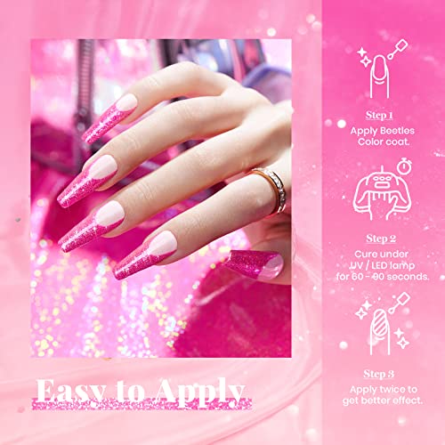 Beetles Glitter Gel Nail Polish (B - Shimmery Pink | Hot Pink Glitter)