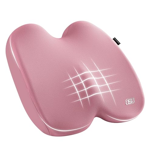 Seat Cushion Ergonomic Memory Foam Cushion for Long Sitting Hours on Office & Home Chair (Pink)