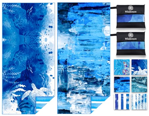 Microfiber Beach Towel (2 Pack Blue Grass / 32x71 inch)