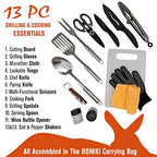 13 PC Grilling and Camping Cooking Utensils Set for The Outdoors BBQ (Brown Lite)
