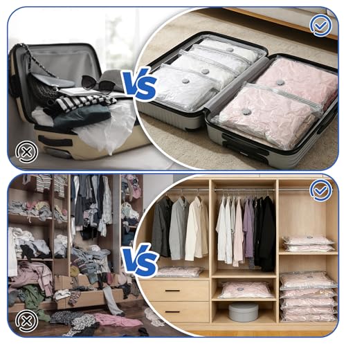 Vacuum Seal Bags For Clothing Travel With Rechargeable Cordless Electric Pump (9PCS)