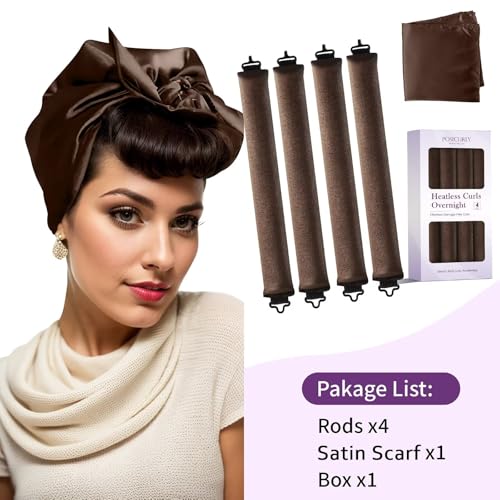 Heatless Curls Overnight Hair Curlers (Brown(Pack of 4))