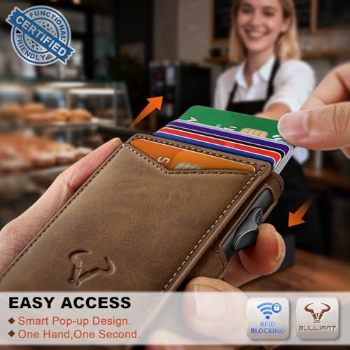 Men Slim Magnetic Leather Wallet Metal Case Money Clip 9 Cards (Tiger Eye-4339)
