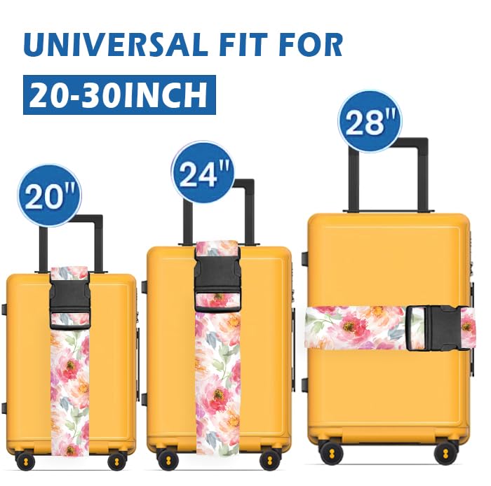 Luggage Straps for Suitcases Travel Belt Accessories (Watercolor Red Flowers)
