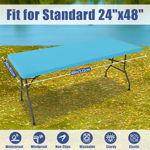 2 Pack Rectangle Spandex Fitted Table Cloth (Blue Mist / 48" x 24" (Rectangular))