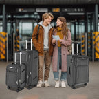 3 Piece Softside Expandable Luggage Set (Grey / 20in/24in/28in)