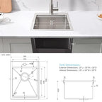 15 Inch Drop In Bar Sink Workstation-Bokaiya 15x20 Small Kitchen Outdoor Rv - Image 8