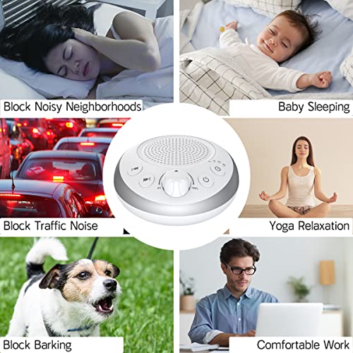 Loud Pink Noise Sound Machine Sleep Machine Nostop 30 Soothing Sounds for Baby Kids Adults Sleep Pinknoise Machine 36 (White)