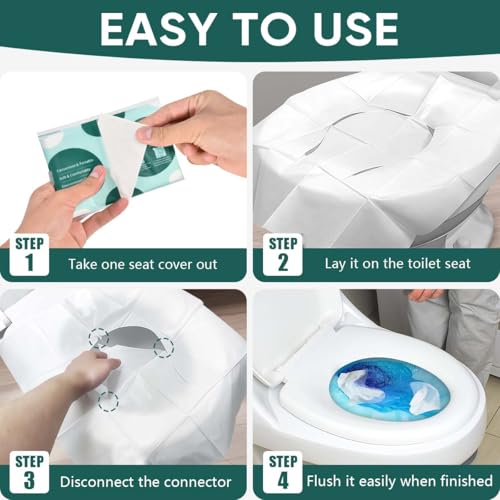 90 Pcs Disposable Flushable Paper Toilet Seat Covers Travel Supplies Essentials for Airplane (9 Pack)