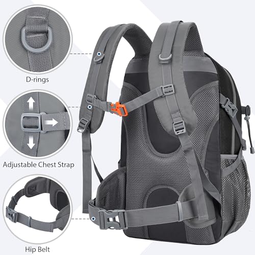 Hiking Backpack 30L Lightweight Travel Daypack Small Day Pack for Men Women Outdoor Camping Backpacking (Black)