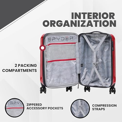 Rails Expandable Hardside Upright Suitcase with 360° Spinner Wheels (Red / Medium Checked)