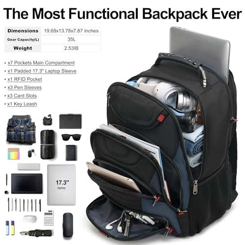 Laptop Backpack for men (17.3 / Black&classic Navy)