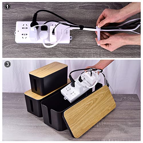 3 Pack Cable Management Box (Wooden Black)