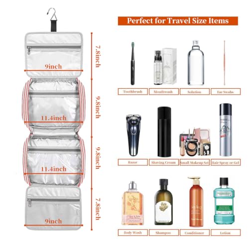 Hanging Travel Toiletry Bag (Pink Strip)