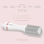 Cortex Beauty 2" Volumizing Blowout Brush – Professional Hot Brush with 1000W Drying Power, Oval Barrel, 360° Airflow, Multiple Heat Settings for Lift & Shine (Rose White Gold)